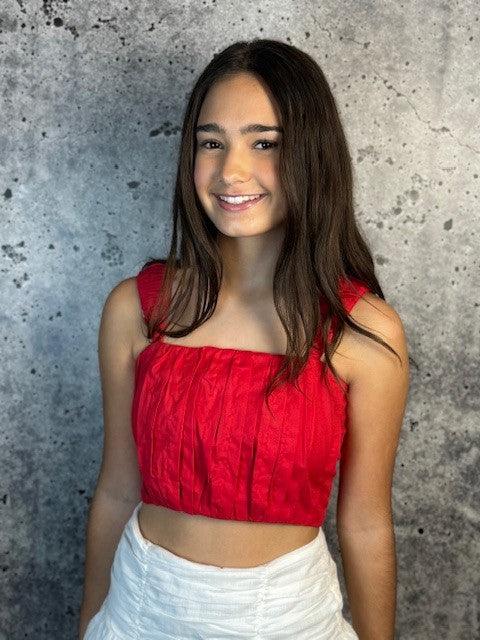 IS Red Gathered Crop Top - IF SO 