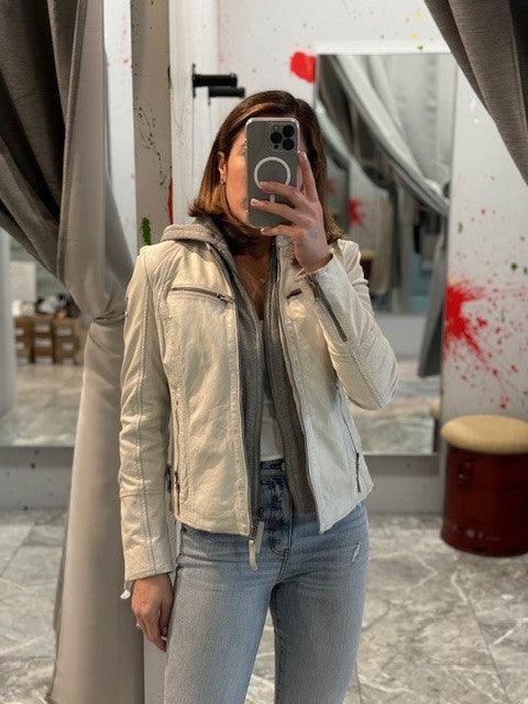 MA White Hooded Leather Jacket - IF SO 
