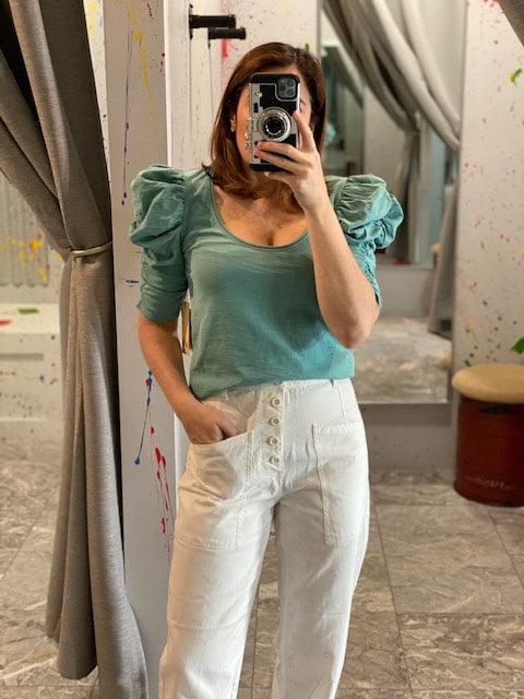 NA Aqua Rusched Sleeve Top - IF SO 