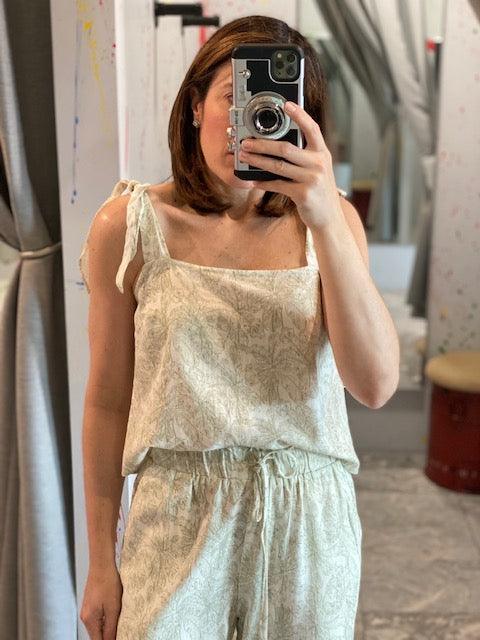 LP Green Floral Tie Top - IF SO 