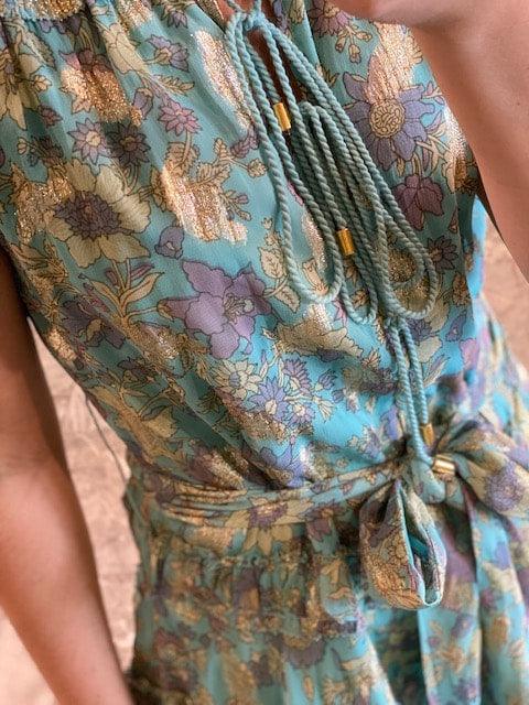 KG Aqua Jacquard Print Dress - IF SO 