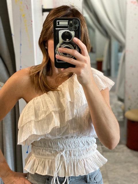 KG White One Shoulder Top - IF SO 