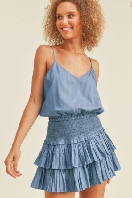 RE Denim Tiered Ruffle Skirt - IF SO 