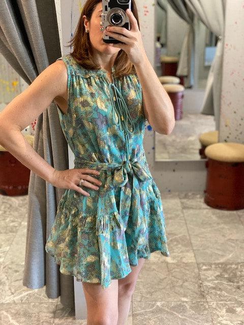 KG Aqua Jacquard Print Dress - IF SO 