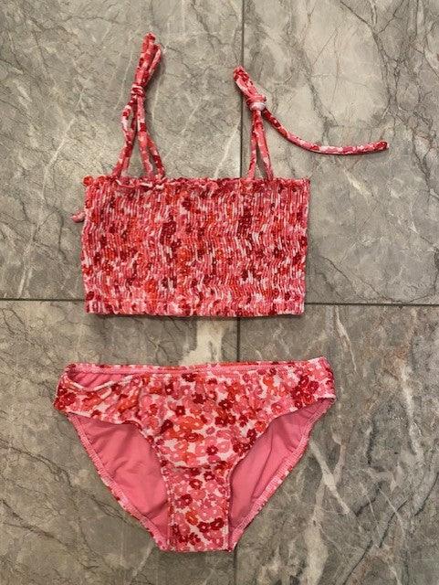 PE Red Floral Smocked Bikini Set - IF SO 