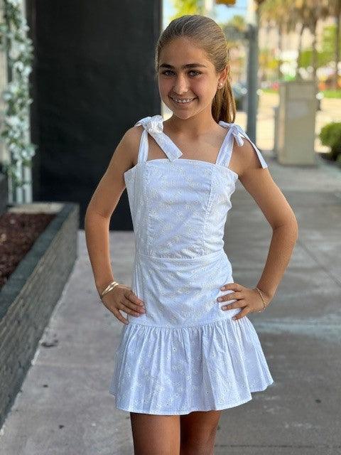 IS White Eyelet Tie Dress - IF SO 