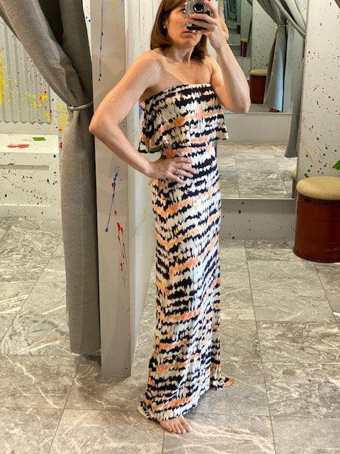 orange and black maxi dress TA Orange/Black Print Maxi Dress Medium