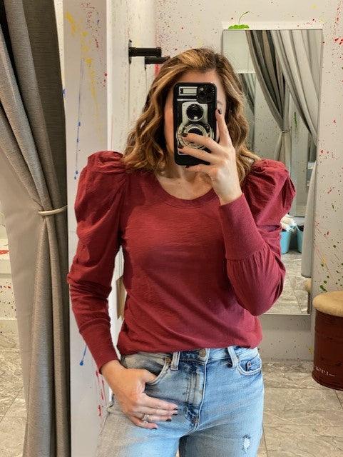 NA Brick Long Puff Sleeve Top - IF SO 