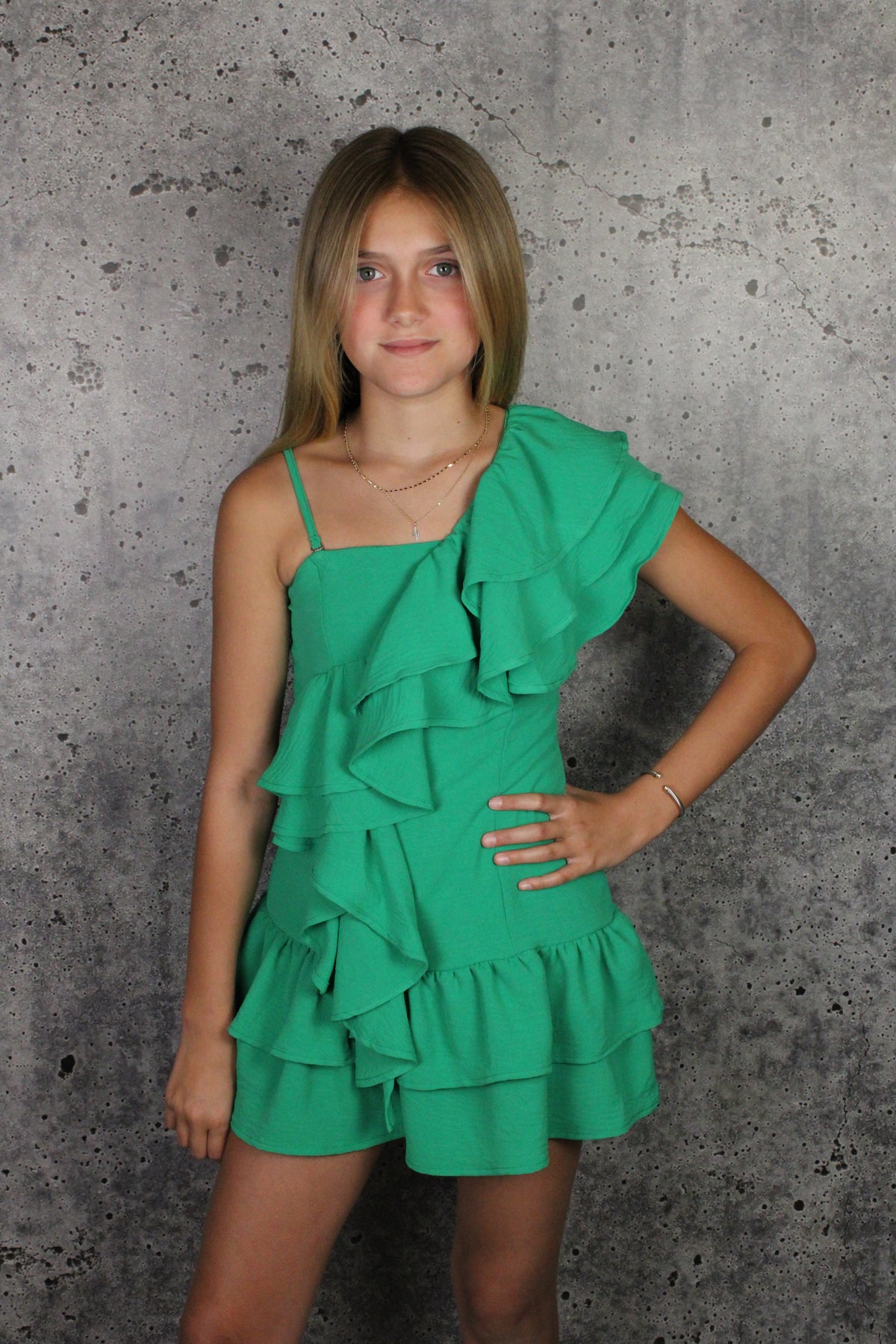 IS Green One Shoulder Dress