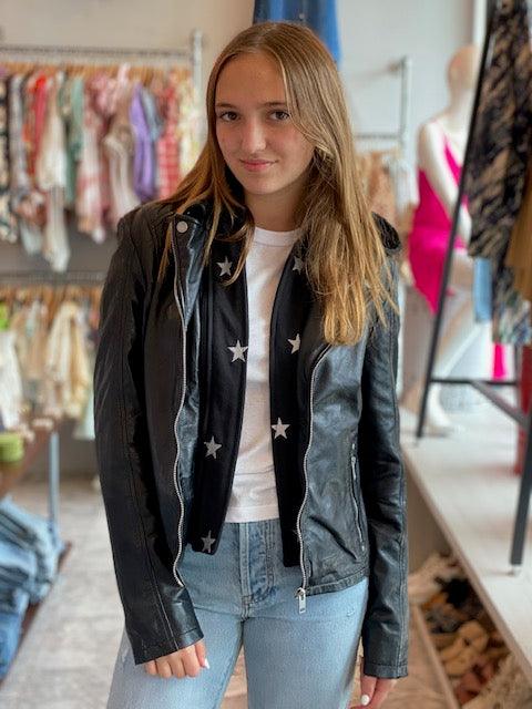 MA Black Star Hooded Leather Jacket - IF SO 