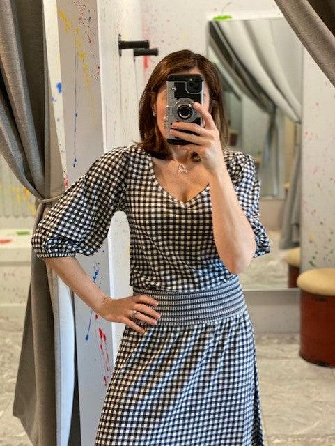 NA Blue Gingham Puff Sleeve Top - IF SO 