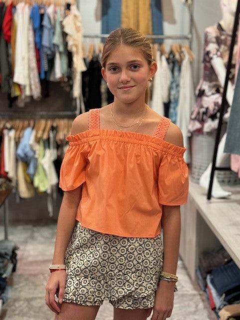 MAY Orange Poplin Top - IF SO 