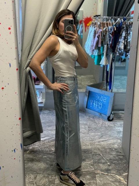 ML Silver Coated Denim Skirt - IF SO 