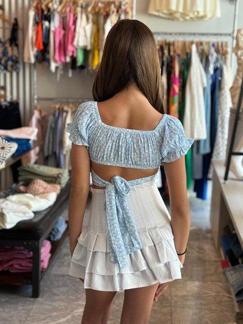 KJ Kids Blue Floral Top - IF SO 