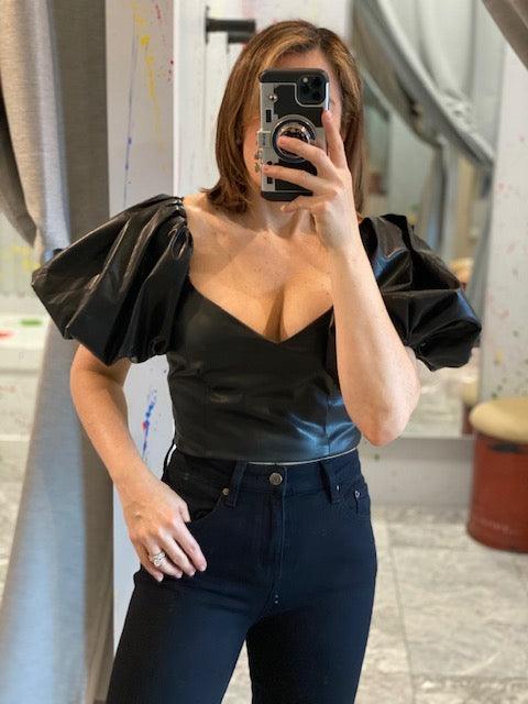DM Black Faux Leather Top - IF SO 