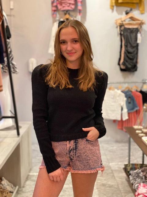 PD Black Puff Sleeve Sweater - IF SO 