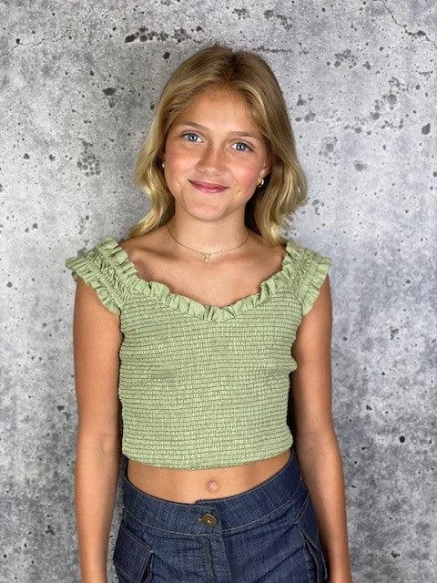 IS Green Smocked Top - IF SO 