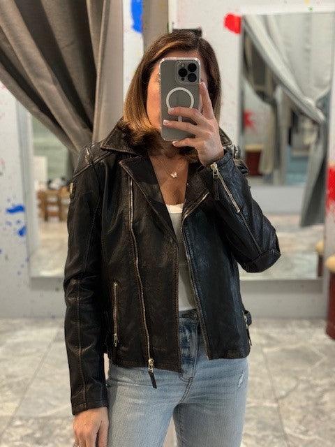MA Washed Black Leather Jacket - IF SO 