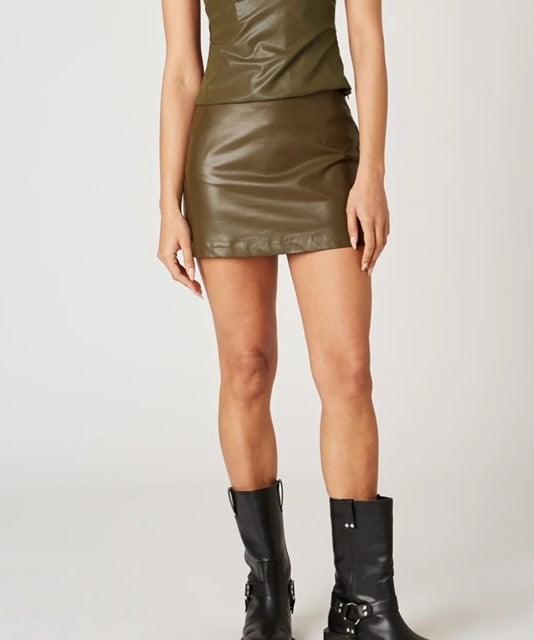 NI Khaki Faux Leather Skort - IF SO 