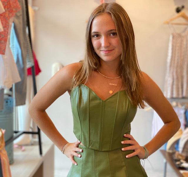MS Green Faux leather Corset Top - IF SO 
