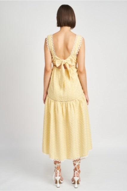 ES Yellow Eyelet Midi Dress Large