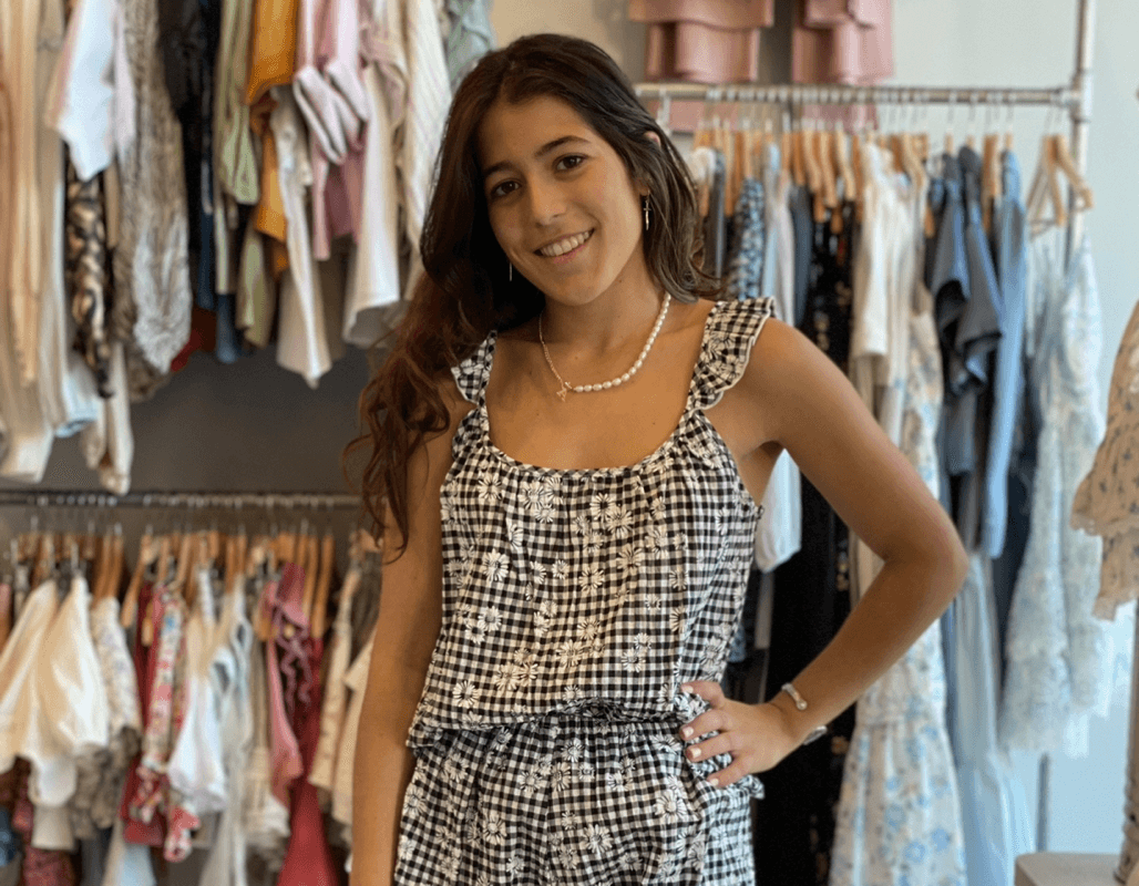 SC Black Floral Gingham Top - IF SO 