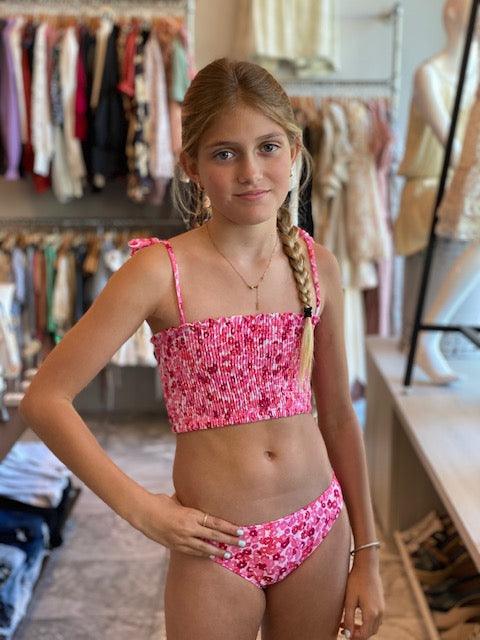 PE Red Floral Smocked Bikini Set - IF SO 