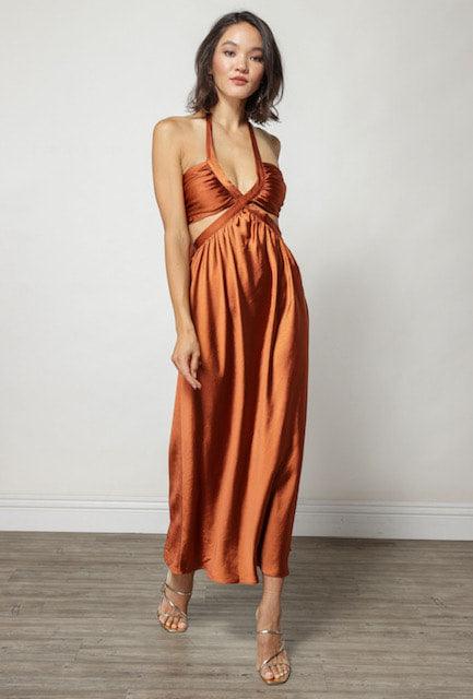 LD Rust Silky Maxi Dress - IF SO 