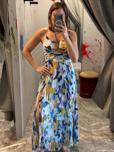 AS Blue Floral Print Maxi Dress - IF SO 