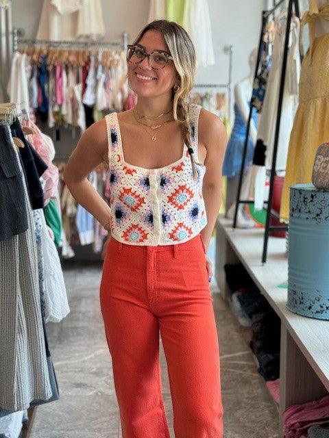SL Blue/Orange knit Top - IF SO 