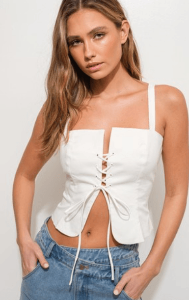 PG White Tie Front Bustier Top - IF SO 