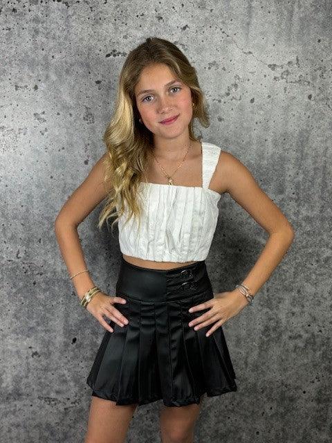 IS White Gathered Crop Top - IF SO 