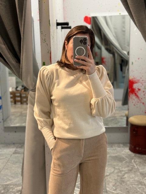 NA Off White Puff Sleeve Sweatshirt - IF SO 