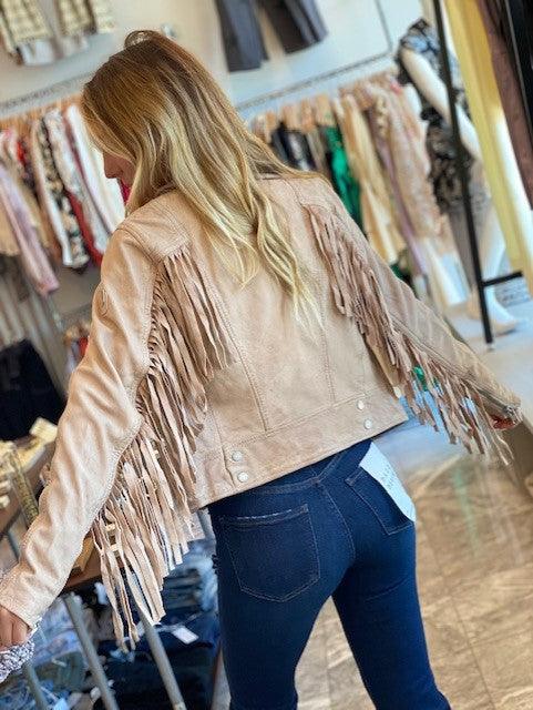 MA Beige Fringed Leather Jacket - IF SO 