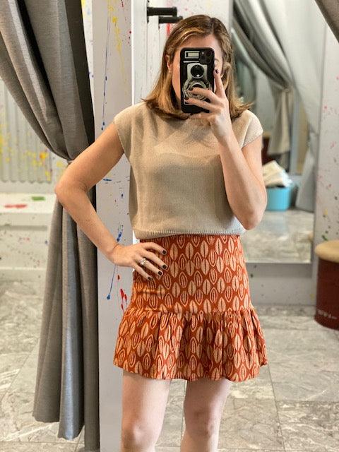 OS Terracotta Print Skirt - IF SO 