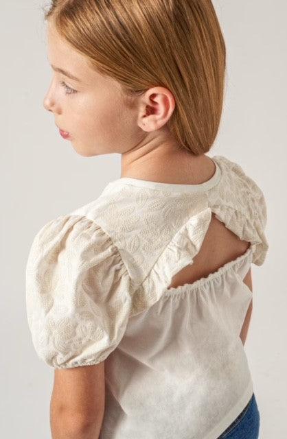 MAY Off White Embroidered Sleeve Top - IF SO 