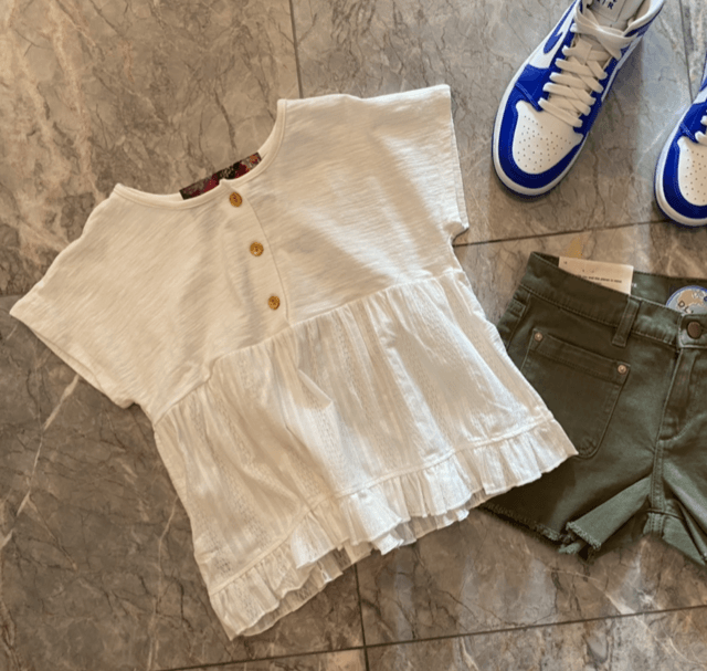 MAY White Button Detail Top - IF SO 