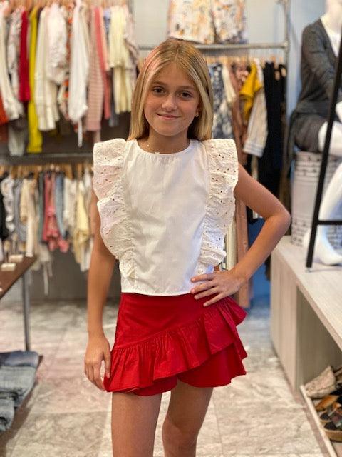 IS White/Eyelet Tie Back Top - IF SO 