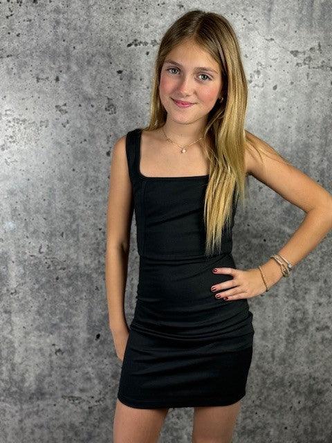 IS Black Bodycon Square Neck Dress - IF SO 