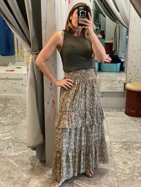 SU Olive Floral Maxi Skirt - IF SO 